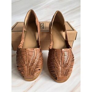 Women's Woven Leather‎ Flat Shoes Size7 Asos Wide Fit Tan